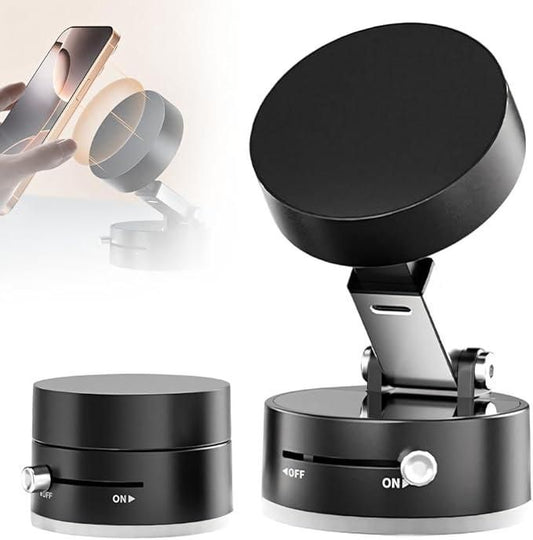 Vacuum Magnetic Phone Holder – Strong Suction, No Falling, 360° Rotation